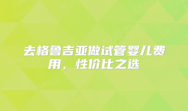 去格鲁吉亚做试管婴儿费用,性价比之选