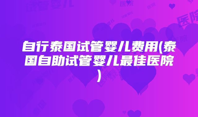 自行泰国试管婴儿费用(泰国自助试管婴儿最佳医院)