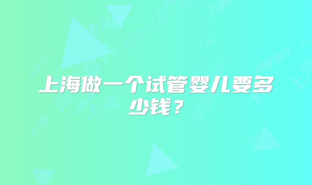 上海做一个试管婴儿要多少钱？