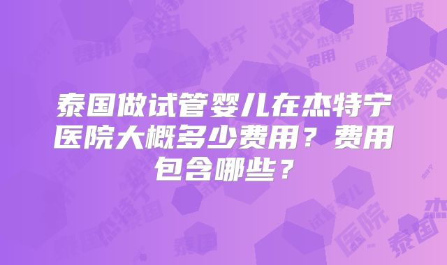 泰国做试管婴儿在杰特宁医院大概多少费用？费用包含哪些？