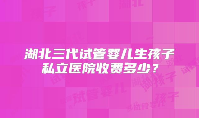 湖北三代试管婴儿生孩子私立医院收费多少？