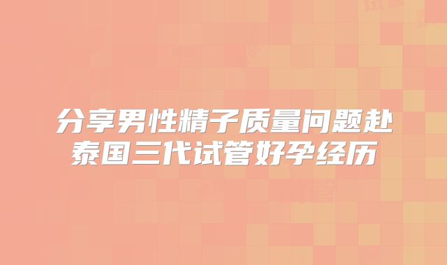 分享男性精子质量问题赴泰国三代试管好孕经历