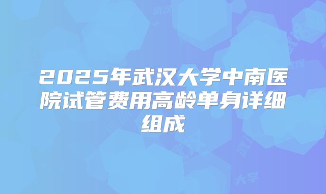 2025年武汉大学中南医院试管费用高龄单身详细组成