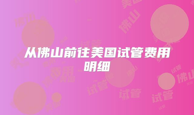 从佛山前往美国试管费用明细
