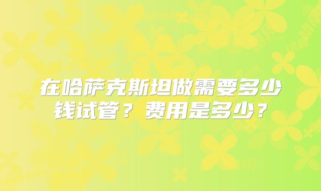 在哈萨克斯坦做需要多少钱试管？费用是多少？