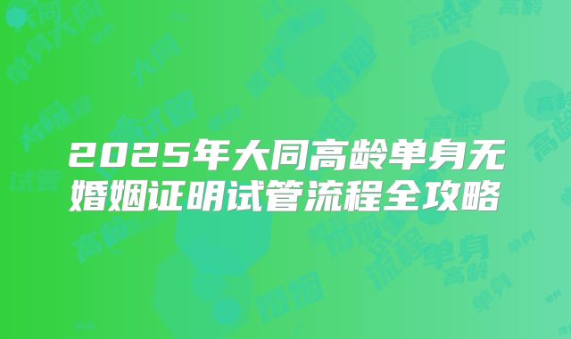 2025年大同高龄单身无婚姻证明试管流程全攻略