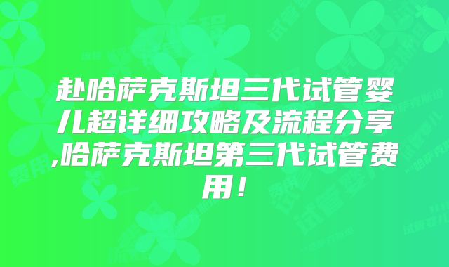 赴哈萨克斯坦三代试管婴儿超详细攻略及流程分享,哈萨克斯坦第三代试管费用！