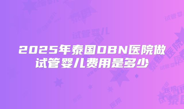 2025年泰国DBN医院做试管婴儿费用是多少
