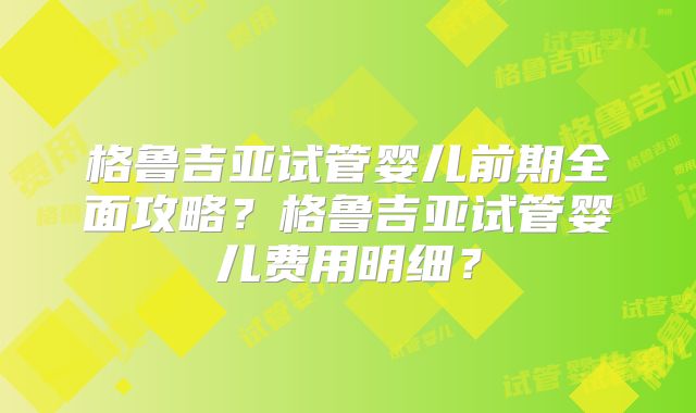 格鲁吉亚试管婴儿前期全面攻略?格鲁吉亚试管婴儿费用明细?