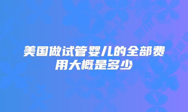 美国做试管婴儿的全部费用大概是多少