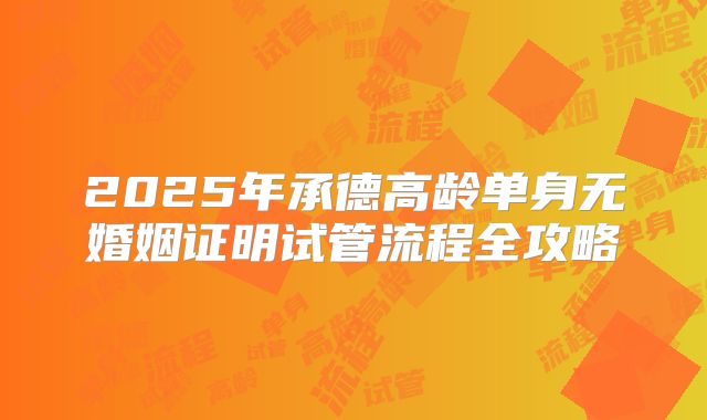 2025年承德高龄单身无婚姻证明试管流程全攻略