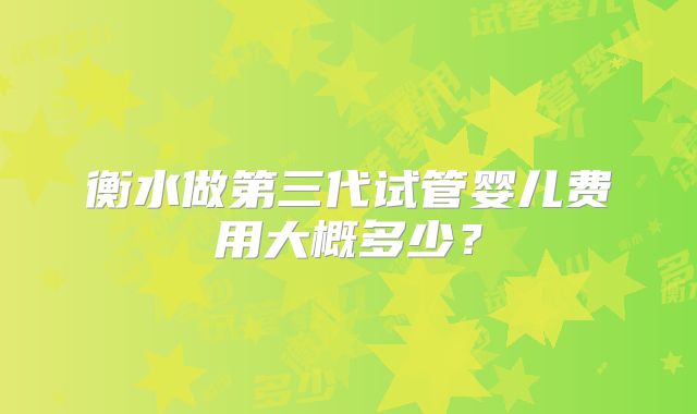 衡水做第三代试管婴儿费用大概多少?