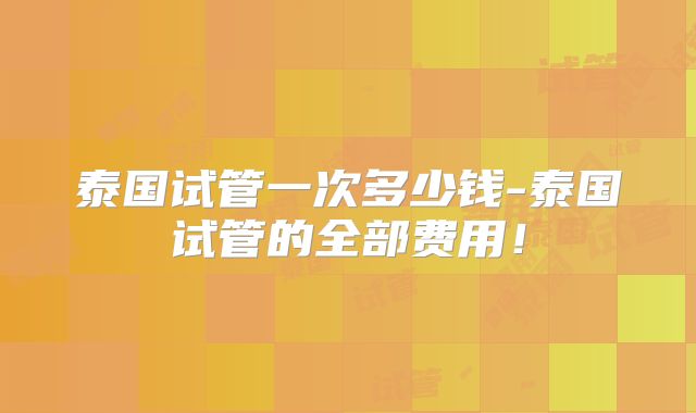 泰国试管一次多少钱-泰国试管的全部费用！