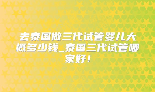 去泰国做三代试管婴儿大概多少钱_泰国三代试管哪家好!