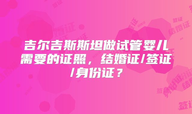 吉尔吉斯斯坦做试管婴儿需要的证照，结婚证/签证/身份证？