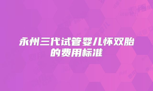 永州三代试管婴儿怀双胎的费用标准