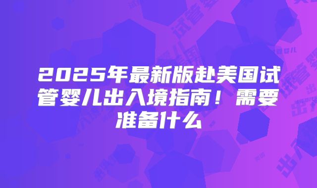 2025年最新版赴美国试管婴儿出入境指南!需要准备什么