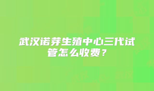 武汉诺芽生殖中心三代试管怎么收费？