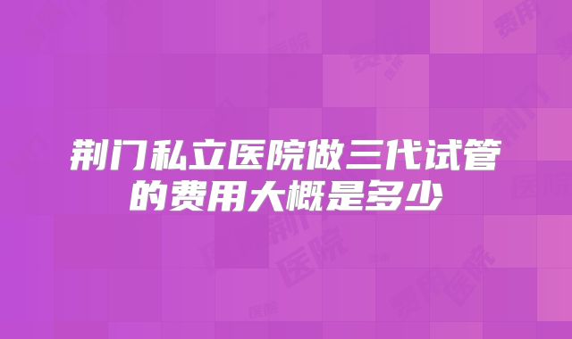 荆门私立医院做三代试管的费用大概是多少
