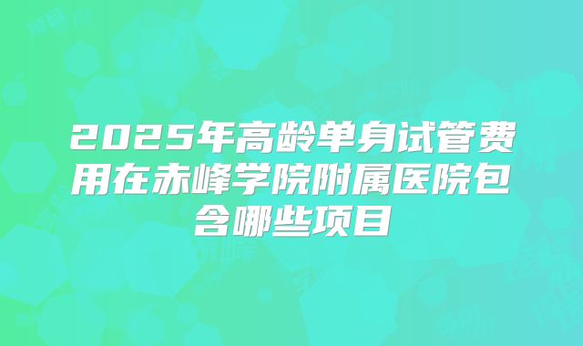 2025年高龄单身试管费用在赤峰学院附属医院包含哪些项目