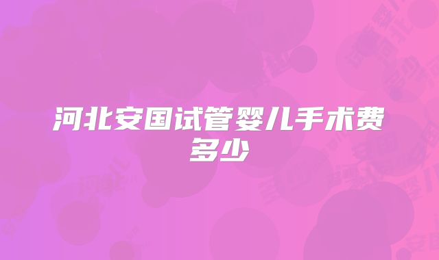 河北安国试管婴儿手术费多少