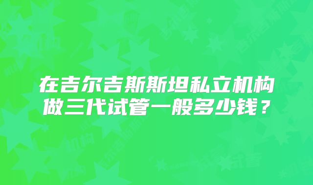 在吉尔吉斯斯坦私立机构做三代试管一般多少钱？