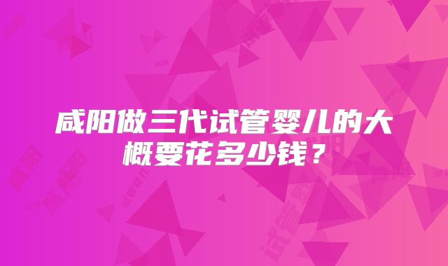 咸阳做三代试管婴儿的大概要花多少钱？