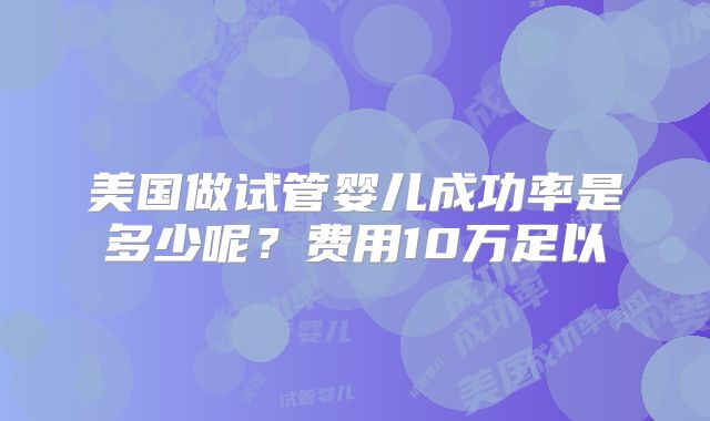 美国做试管婴儿成功率是多少呢？费用10万足以