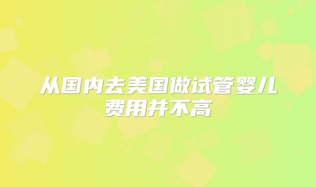 从国内去美国做试管婴儿费用并不高