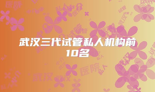 武汉三代试管私人机构前10名