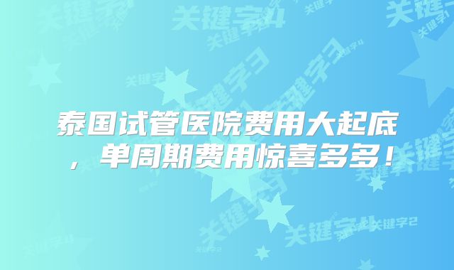泰国试管医院费用大起底，单周期费用惊喜多多！