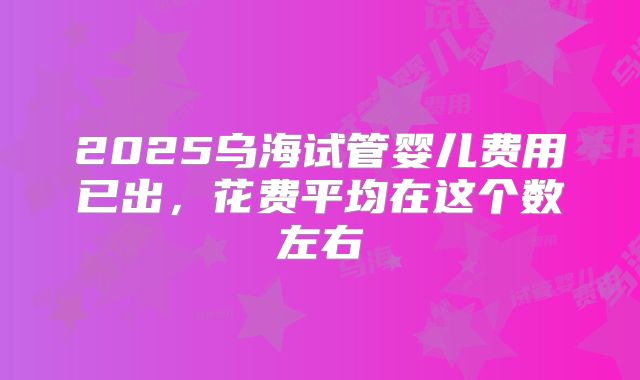 2025乌海试管婴儿费用已出，花费平均在这个数左右