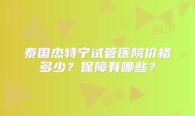 泰国杰特宁试管医院价格多少?保障有哪些?