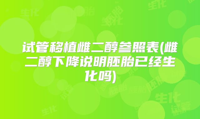 试管移植雌二醇参照表(雌二醇下降说明胚胎已经生化吗)