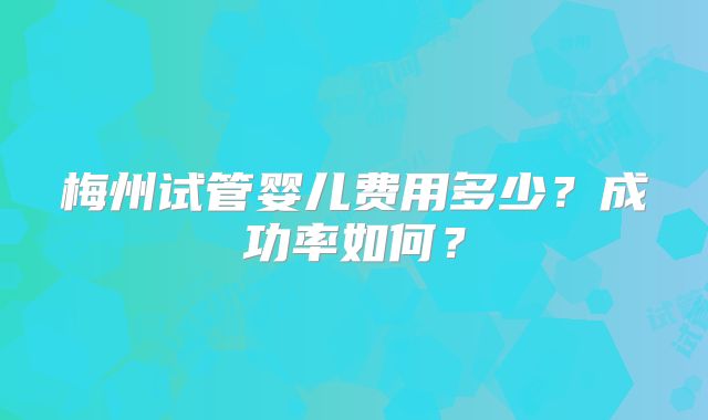 梅州试管婴儿费用多少？成功率如何？