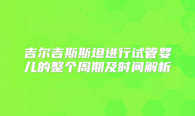 吉尔吉斯斯坦进行试管婴儿的整个周期及时间解析