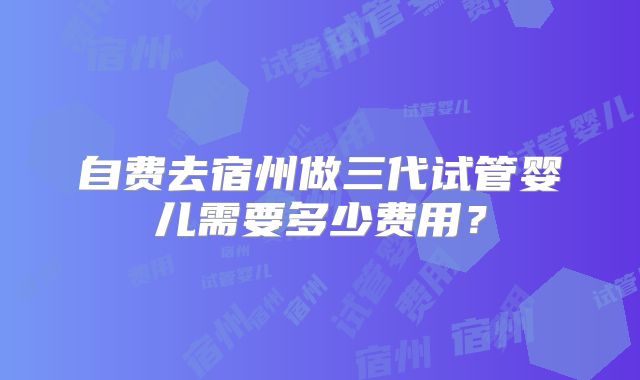 自费去宿州做三代试管婴儿需要多少费用？