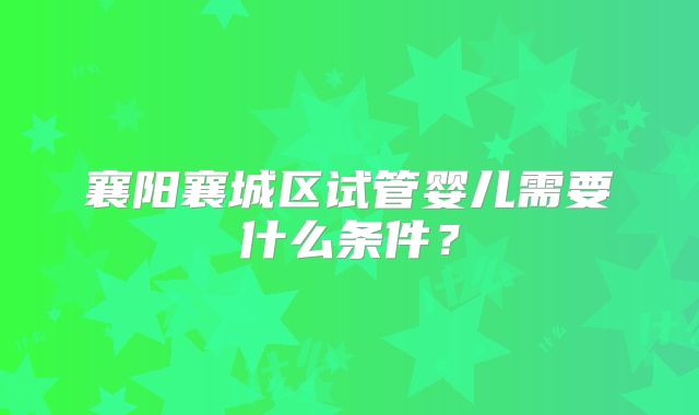 襄阳襄城区试管婴儿需要什么条件？