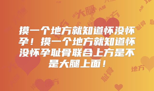 摸一个地方就知道怀没怀孕!摸一个地方就知道怀没怀孕耻骨联合上方是不是大腿上面!