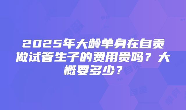 2025年大龄单身在自贡做试管生子的费用贵吗？大概要多少？