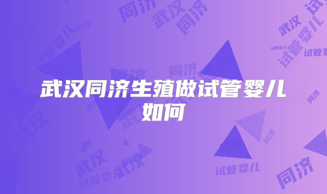 武汉同济生殖做试管婴儿如何