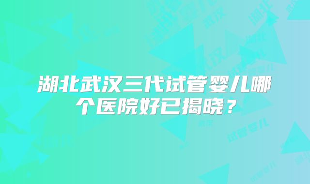湖北武汉三代试管婴儿哪个医院好已揭晓？