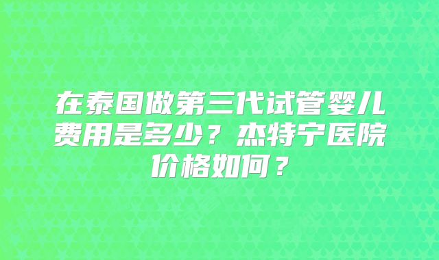 在泰国做第三代试管婴儿费用是多少？杰特宁医院价格如何？