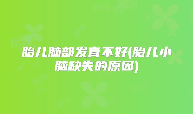 胎儿脑部发育不好(胎儿小脑缺失的原因)
