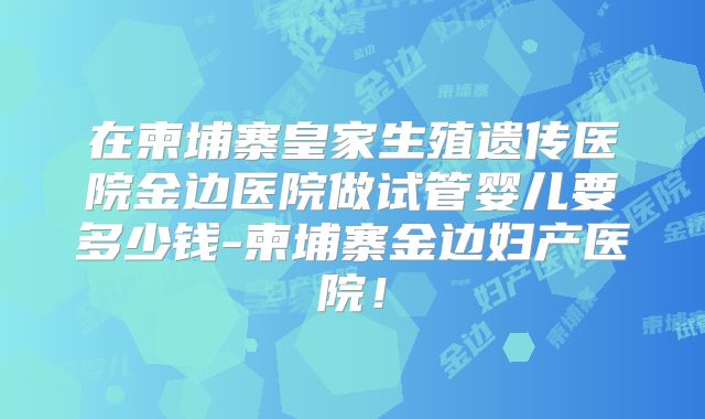 在柬埔寨皇家生殖遗传医院金边医院做试管婴儿要多少钱-柬埔寨金边妇产医院！
