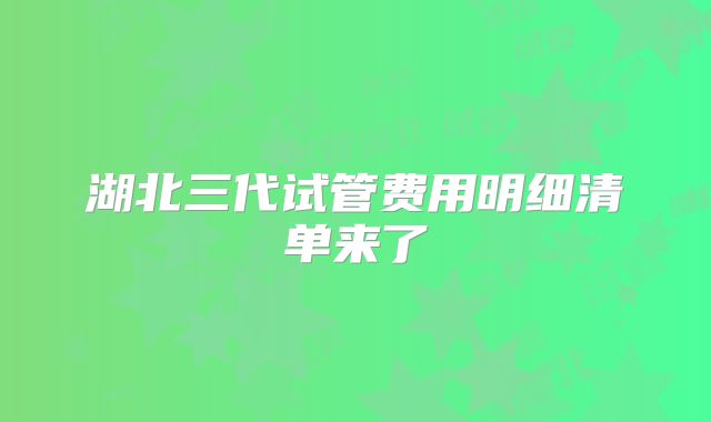 湖北三代试管费用明细清单来了