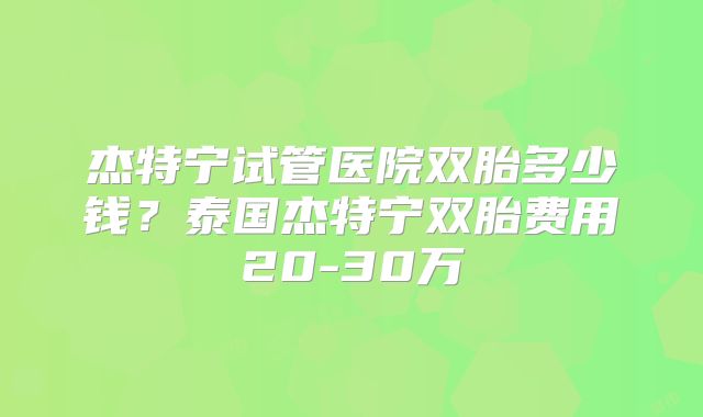 杰特宁试管医院双胎多少钱？泰国杰特宁双胎费用20-30万