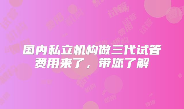 国内私立机构做三代试管费用来了，带您了解