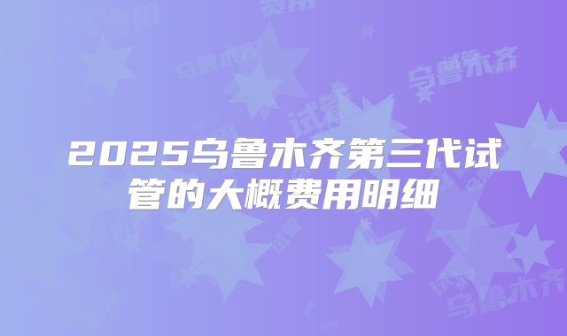 2025乌鲁木齐第三代试管的大概费用明细