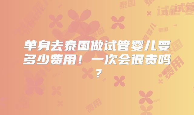 单身去泰国做试管婴儿要多少费用！一次会很贵吗？